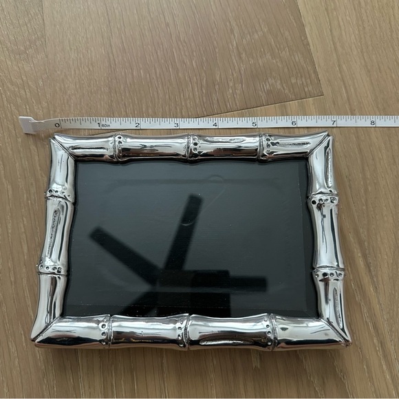 Bamboo Silver 5x7 picture frame photo stand card holder decor home VTG gift new - Picture 2 of 9